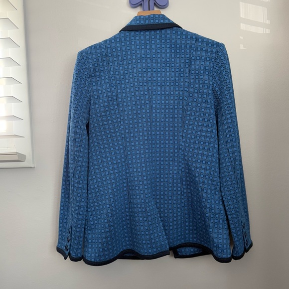 Cabi Medium Scholarship Blazer Blue Checkered Jacquard Knit Fall Career Office - Picture 3 of 10
